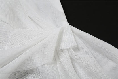 Ruched mesh ruffle sweetheart neck cami maxi dress