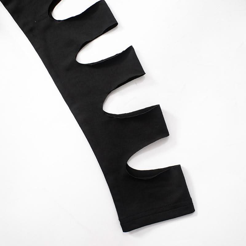 High neck long sleeve hollow out pant set