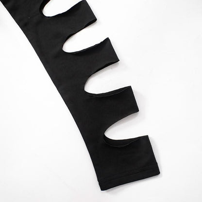High neck long sleeve hollow out pant set