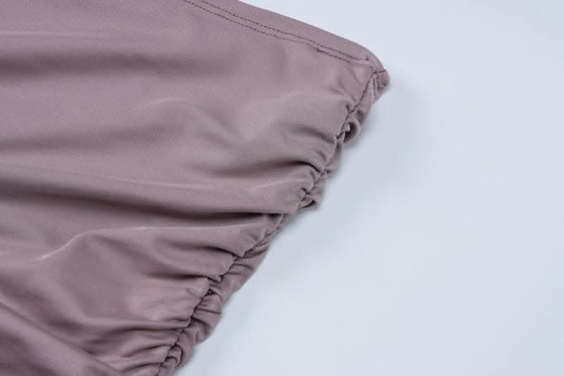 One shoulder gloves ruched hollow out cut out maxi dress-final-sale