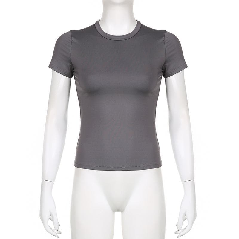 Short sleeve crewneck solid top