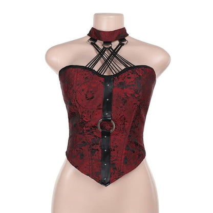 Halter o ring lace up backless top
