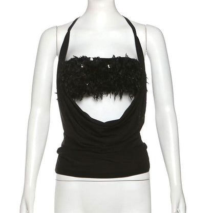 Halter glitter mesh 2 piece top