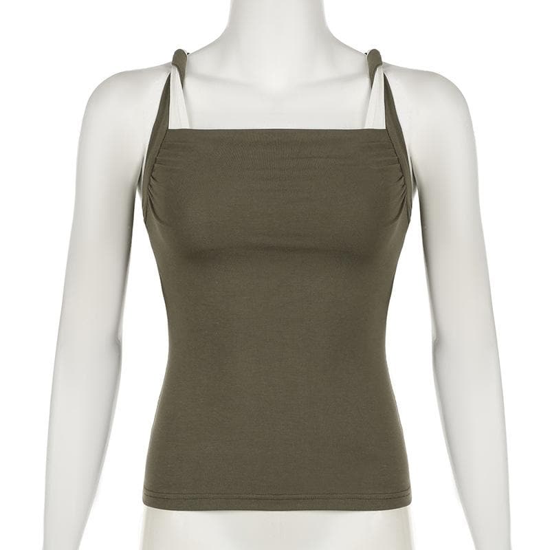 Square neck ruched o ring cami top
