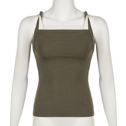 Square neck ruched o ring cami top