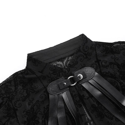 Long flared puff sleeve button shrug top