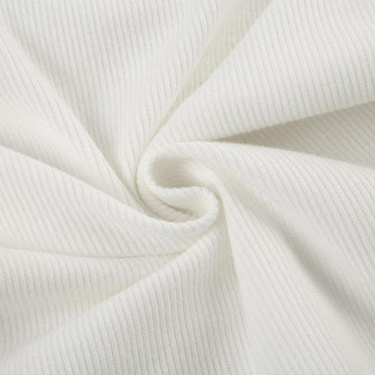 Short puff sleeve bowknot ruffle ribbed top
