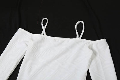 Long sleeve off shoulder textured solid maxi dress