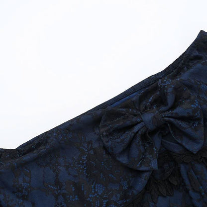 Off shoulder bowknot tassels lace top