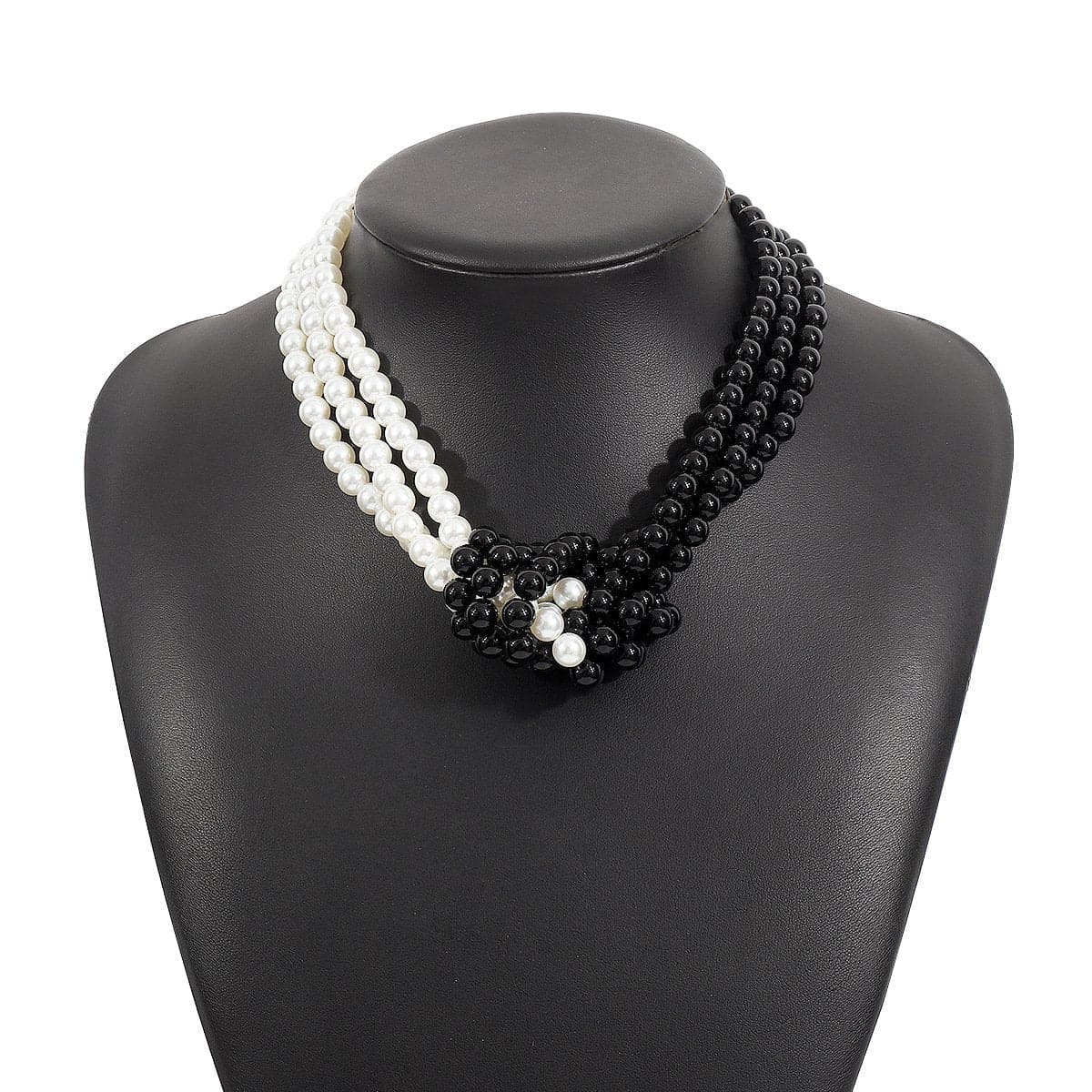 Layered beaded faux pearl necklace