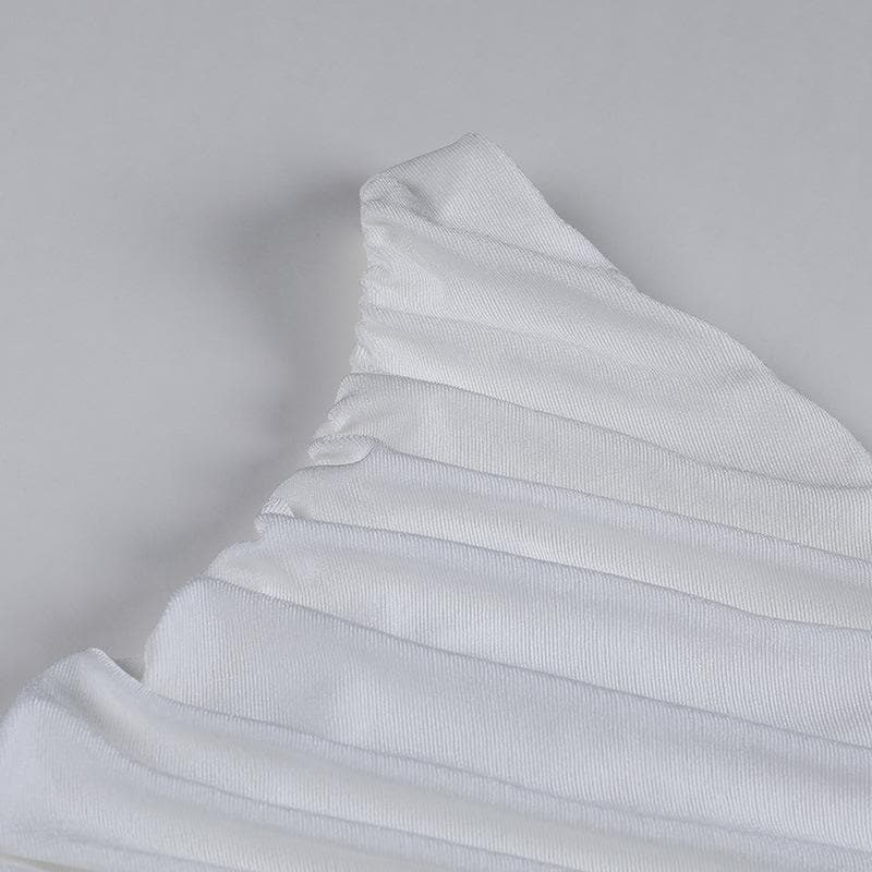 Halibuy Double-layered sleeveless one shoulder ruched top