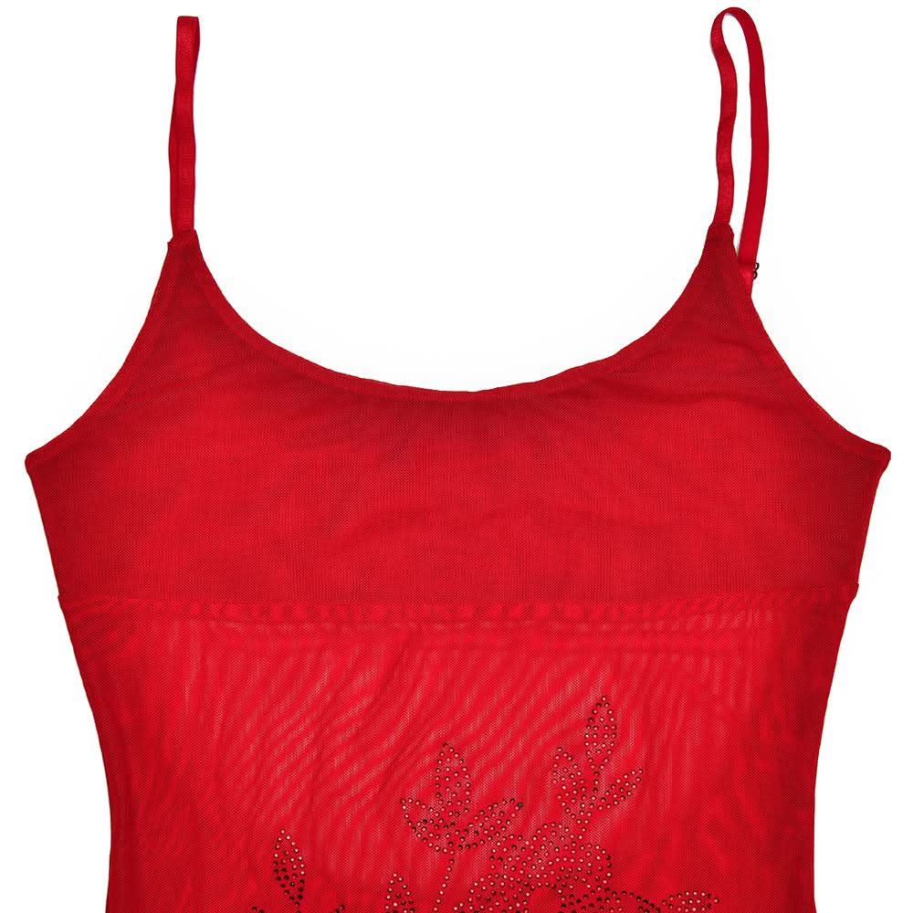 Beaded pattern u neck backless cami mini dress