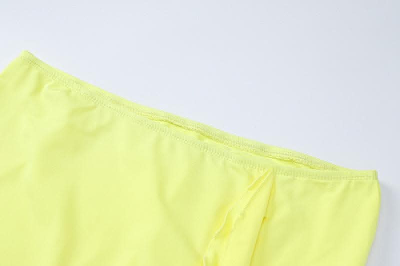 Flower applique solid ruffle ribbon cami mini skirt set-final-sale