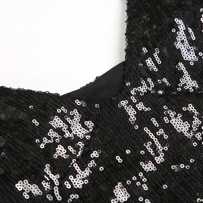 V neck glitter backless cami mini dress