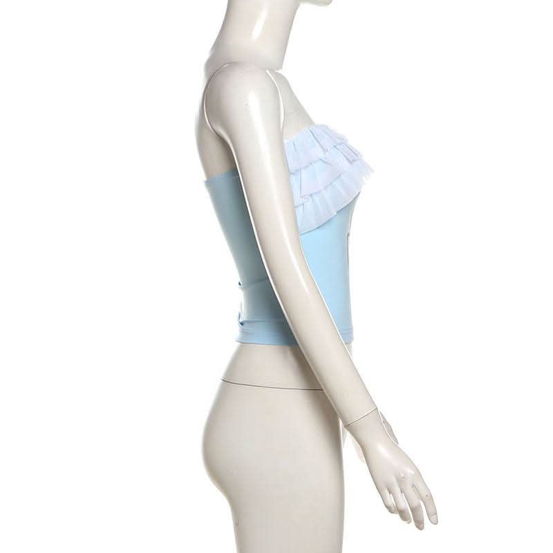 Ruffle “9” pattern backless tube top