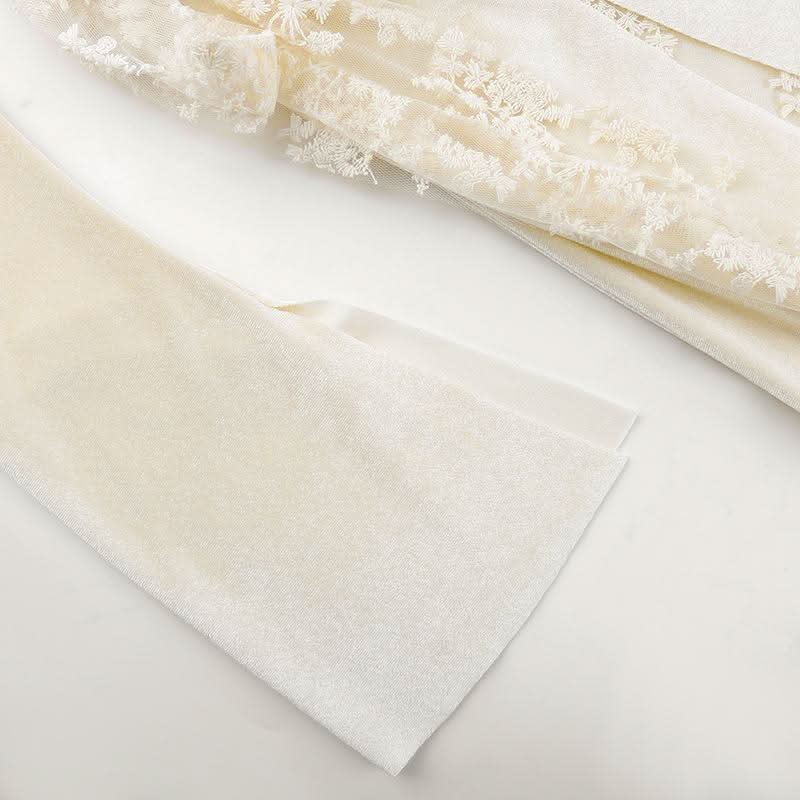 Long sleeve slit square neck lace ruched maxi dress