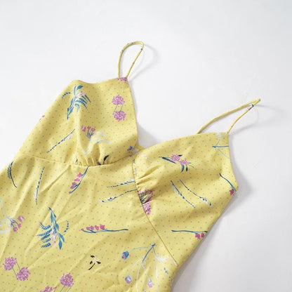 V neck polka dot print cami maxi dress