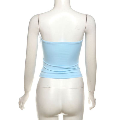 Ruffle “9” pattern backless tube top