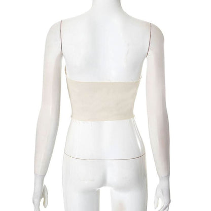 Zip-up backless corset raw hem tube top