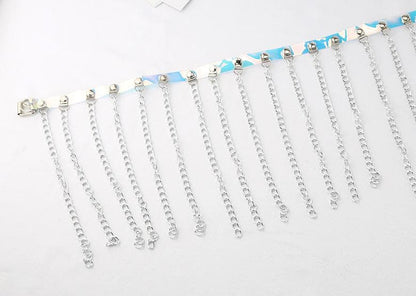 PU leather metal chain tassels belt