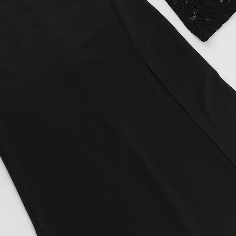 Sweetheart neck long sleeve self tie slit maxi dress