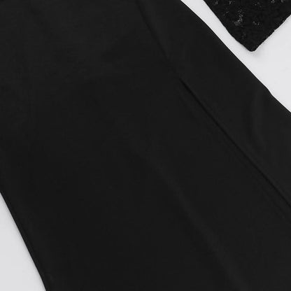 Sweetheart neck long sleeve self tie slit maxi dress