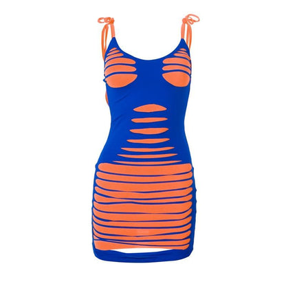 Skeleton Print Halter Neck Sleeveless Bodycon Mini Dress