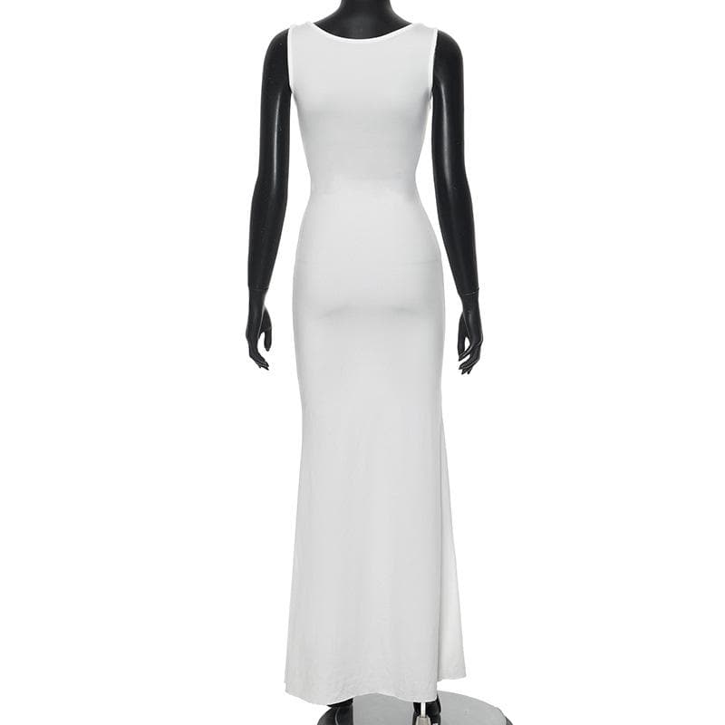 Sleeveless solid irregular maxi dress