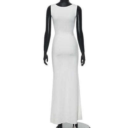 Sleeveless solid irregular maxi dress