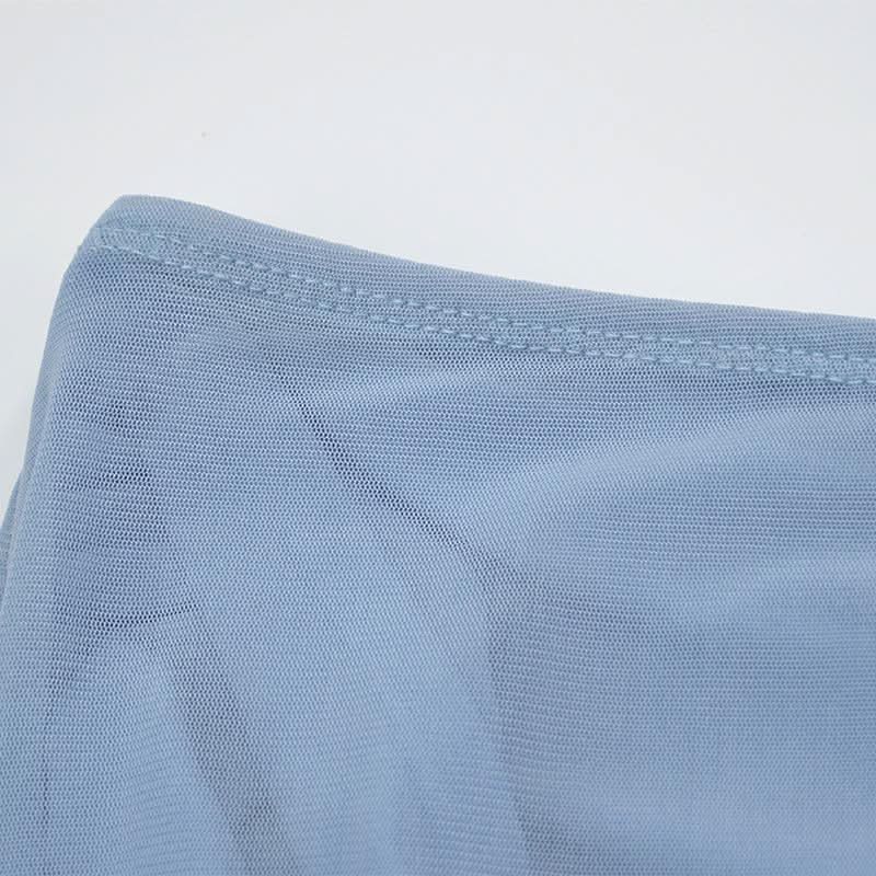 Crewneck sleeveless ruched mesh crop maxi skirt set