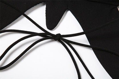 Butterfly pattern beaded knotted cami top