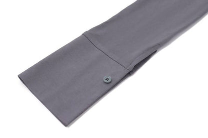 Turnover collar long sleeve button ruched mini dress