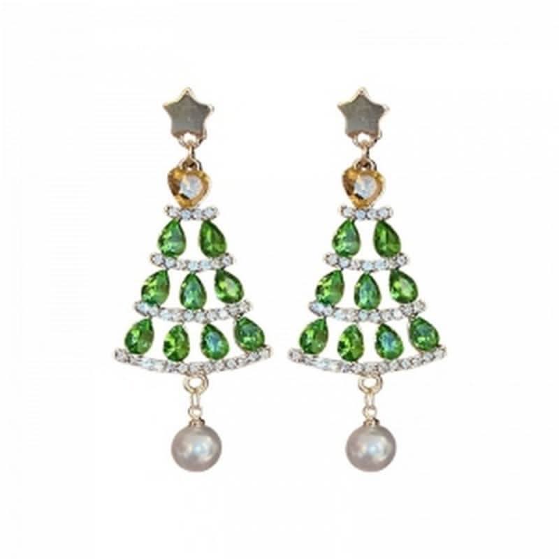 Faux pearl pendant christmas tree decor drop earrings