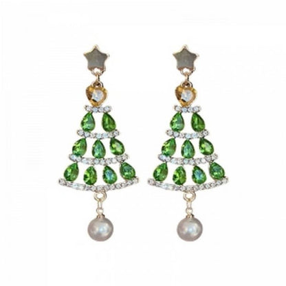 Faux pearl pendant christmas tree decor drop earrings