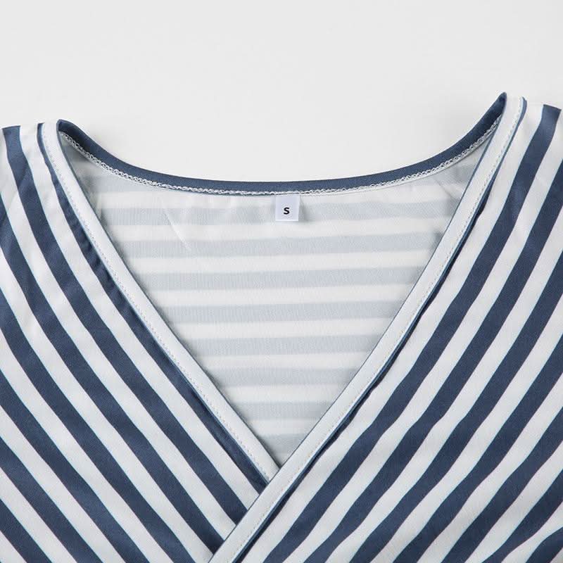 Striped v neck long sleeve top
