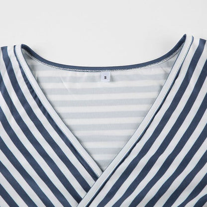 Striped v neck long sleeve top