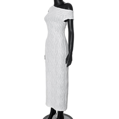 Ruched textured 2-way see through maxi dress