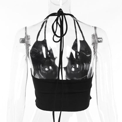 Halter ruched solid self tie crop top