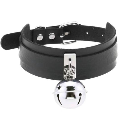 PU leather rivet o ring metal chain necklace
