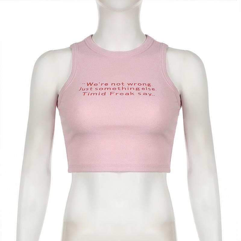 Crewneck letter print stitch tank top