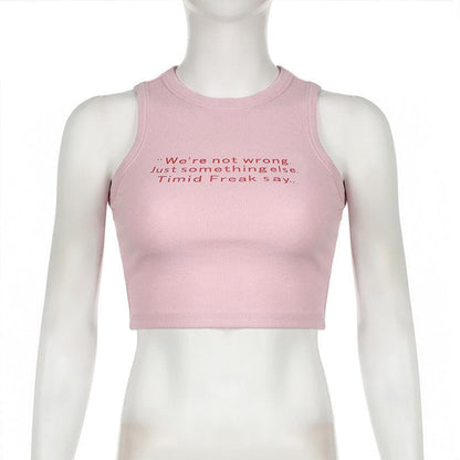 Crewneck letter print stitch tank top