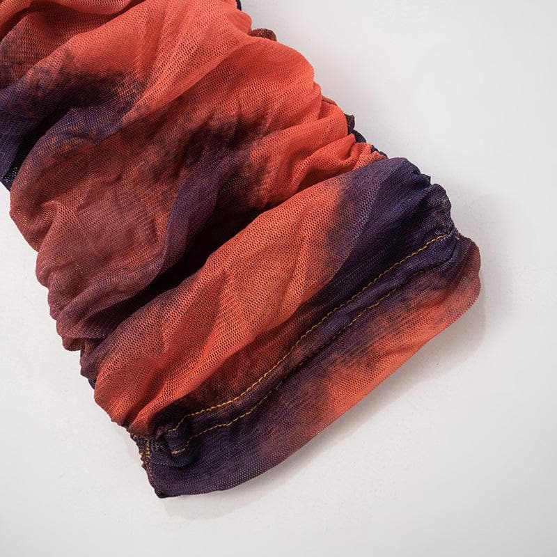 Halter long sleeve off shoulder zip-up ruched top