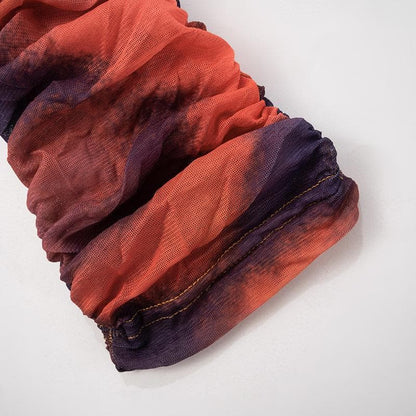 Halter long sleeve off shoulder zip-up ruched top