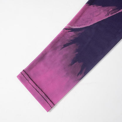 Long sleeve sheer mesh print crewneck maxi dress