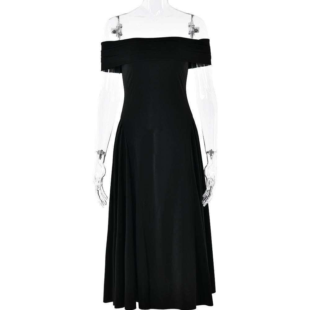 Off shoulder ruched solid backless midi dress
