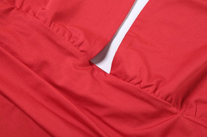 Halter deep v neck ruched backless mini dress