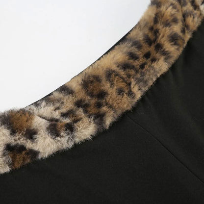 Leopard print fluffy low rise pant