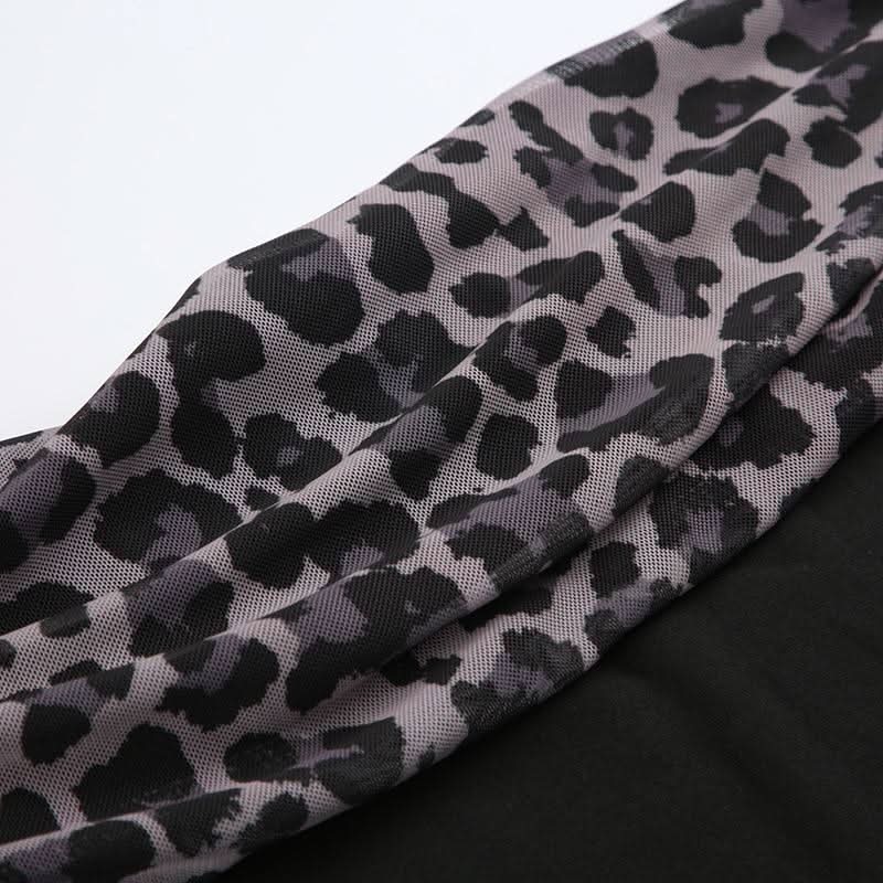 Off shoulder long sleeve leopard print mini dress