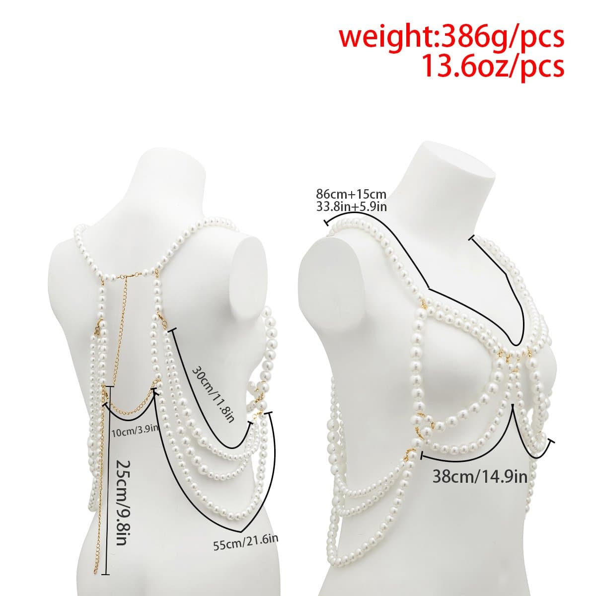 Faux pearl beaded body chain