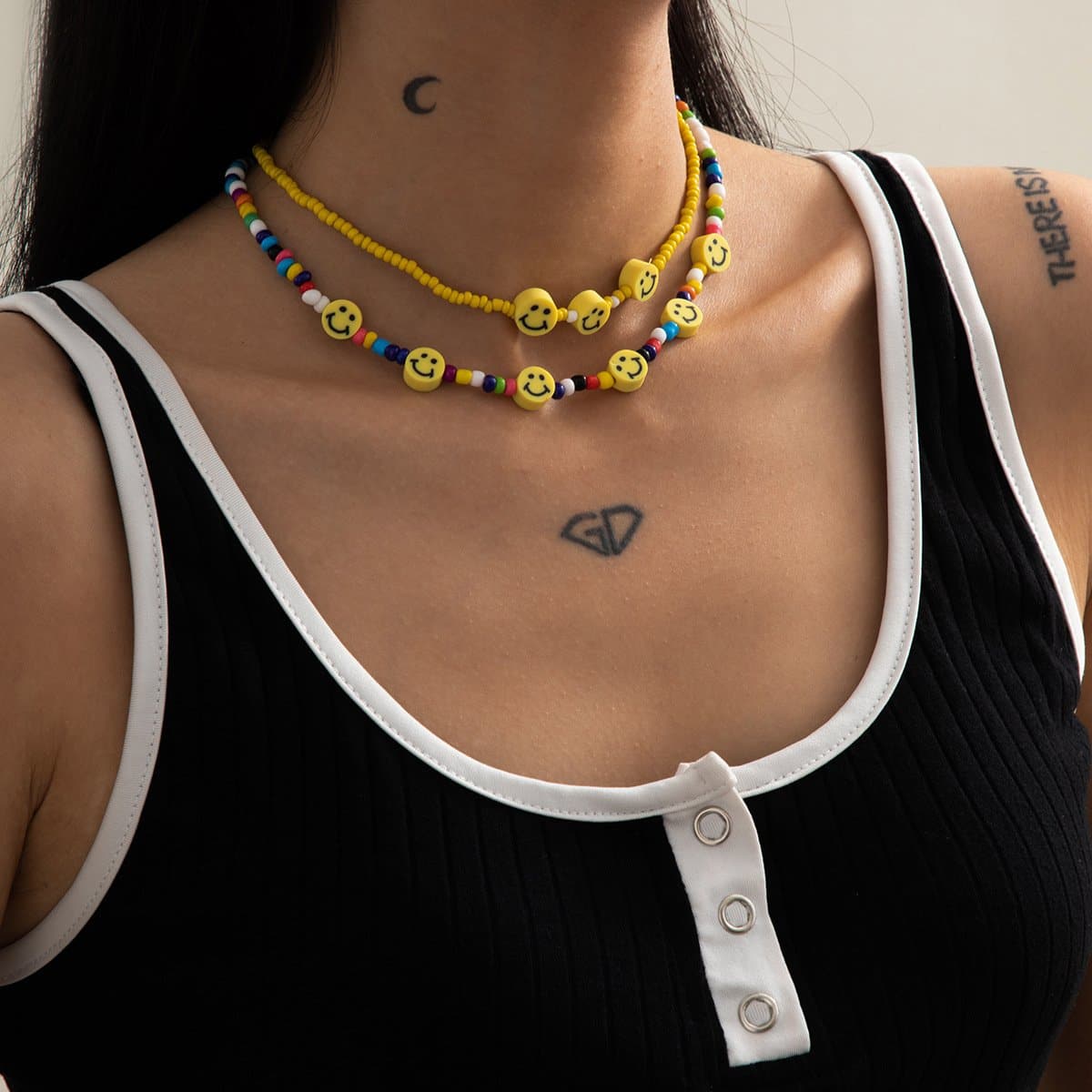 Multicolor beaded 3 pcs necklace